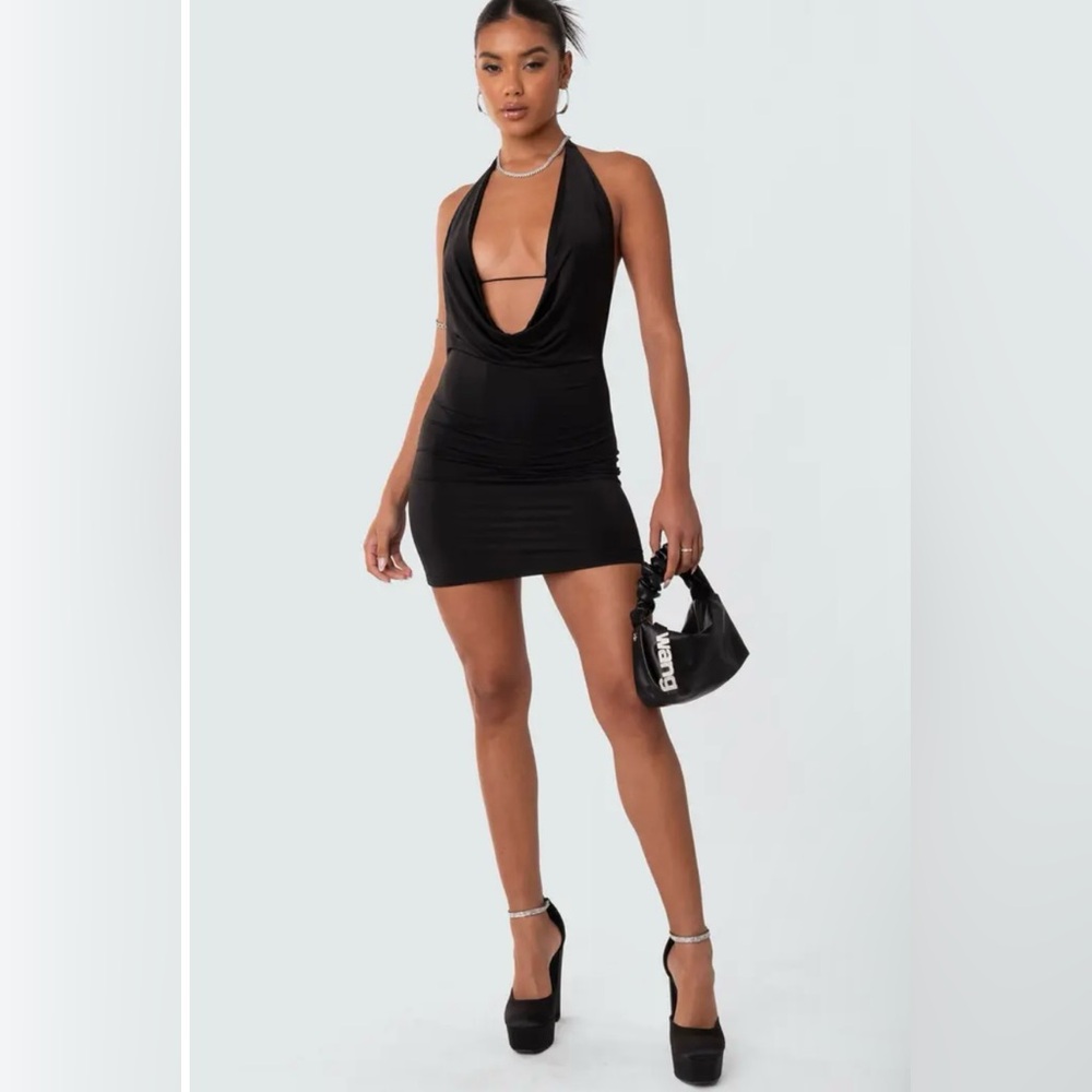 Sadie Plunge Neck Open Back Minidress Edikted Women’s Size Extra Large - Picture 4 of 8